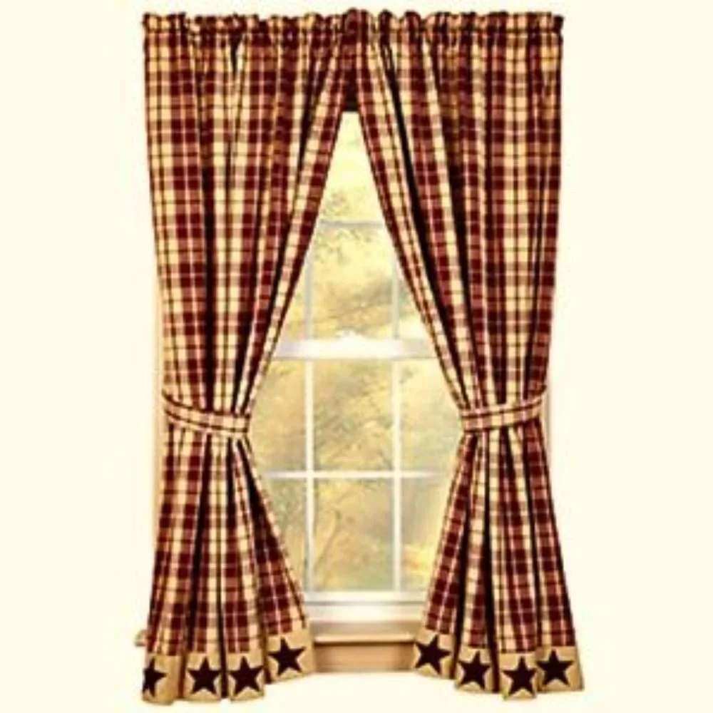 The Country House CollectionBlack Farmhouse Star 36x62” Curtain Panels 1 Pair
